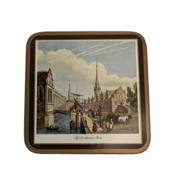 Pimpernel Danish Castles Coaster Set of 6 Cork Acrylic Made in England Vintage - Picture 4 of 11